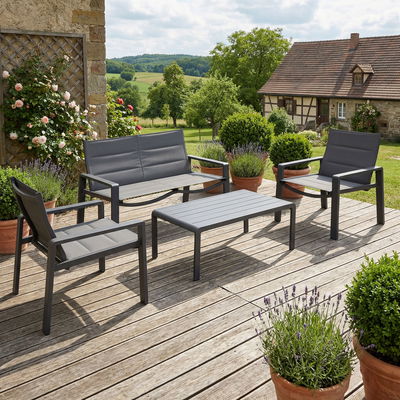 Loungegruppe 'Han', 4tlg., grau