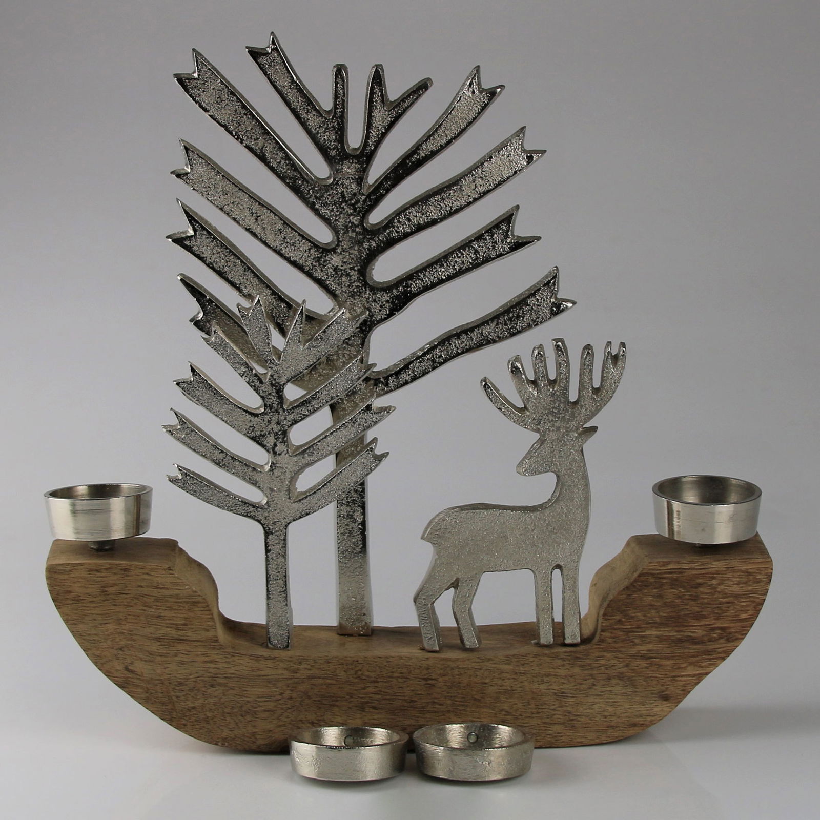 Adventsschale mit Hirschmotiv, silber, Höhe ca. 23 cm