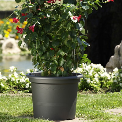 Euro 3 Plast Pflanzkübel 'Geo', anthrazit, ca. Ø 30 x H 23 cm