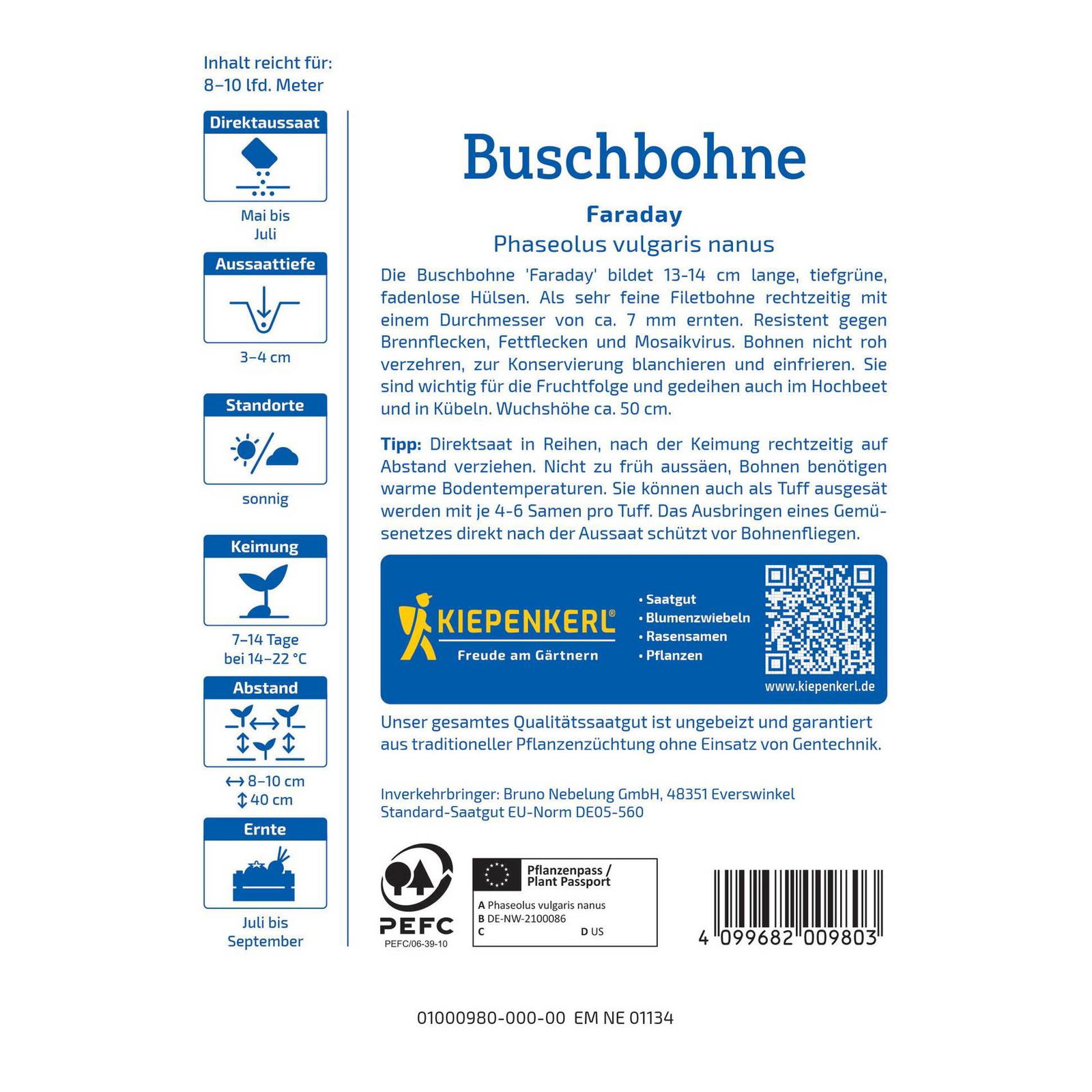 Saatgut Buschbohne 'Faraday'
