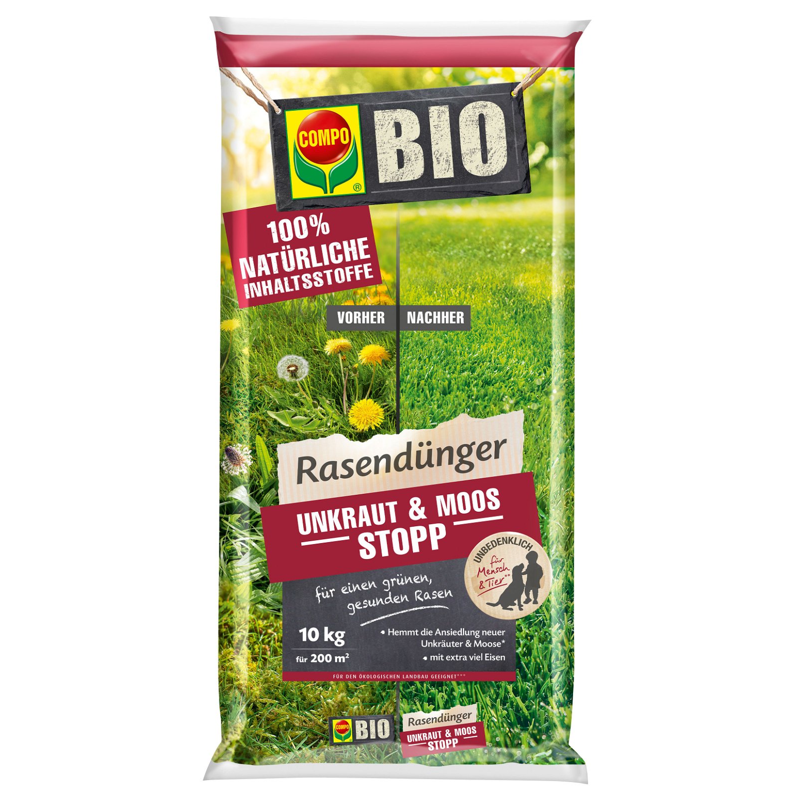 Compo Bio Rasendünger Unkraut & Moos Stopp, 10 kg