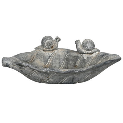 Vogeltränke in Blattform, grau, ca. Ø 30 cm