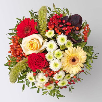 Blumenstrauß 'Viele Glückwünsche', handgebunden Blumenstrauß 'Viele Glückwünsche', handgebunden