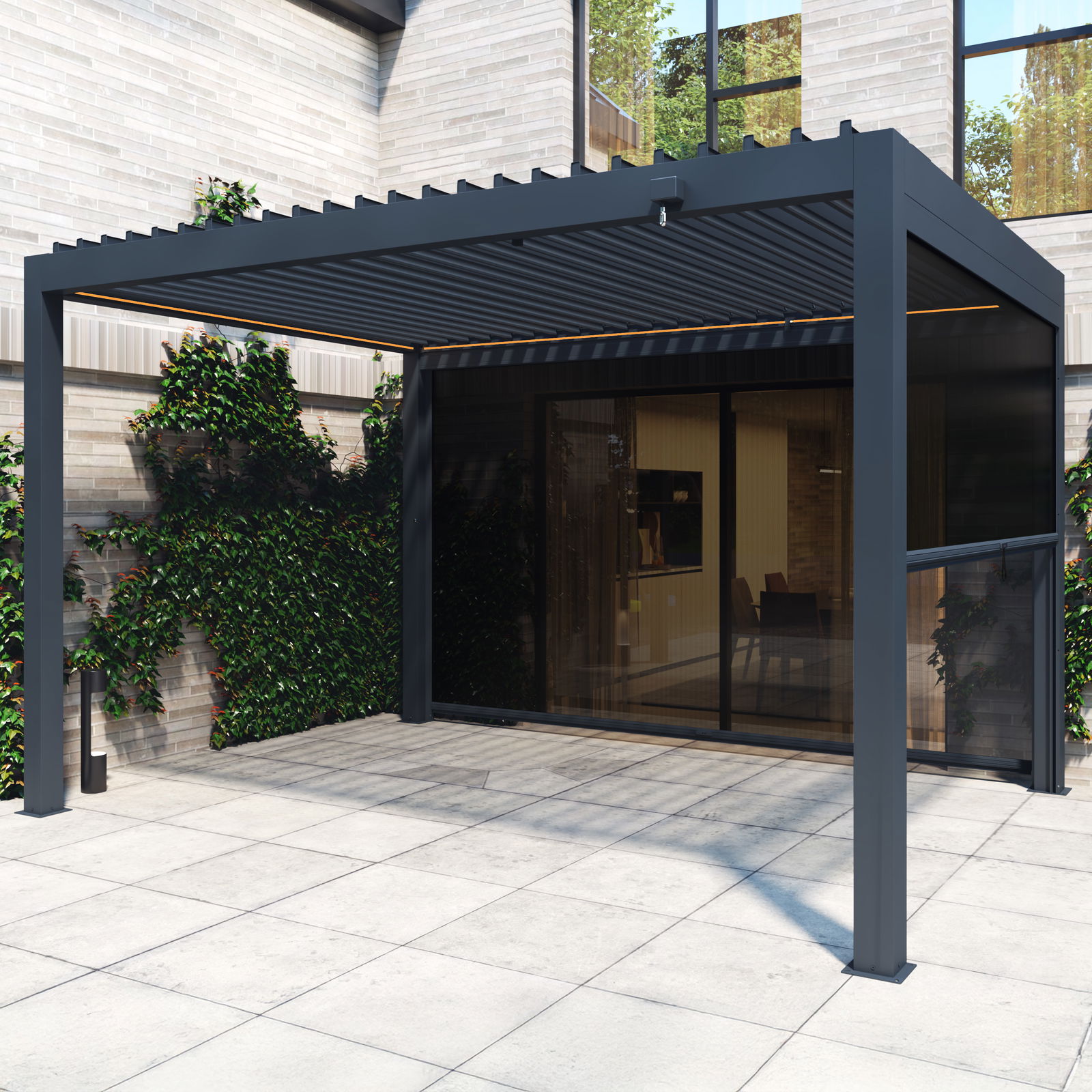 Seitenteil für Pergola, anthrazit, ca. 400 x 250 cm