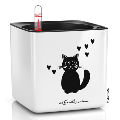 Lechuza 'Cube Glossy 14 Cat', weiß, ca. 14 x 14 x H 13,5 cm