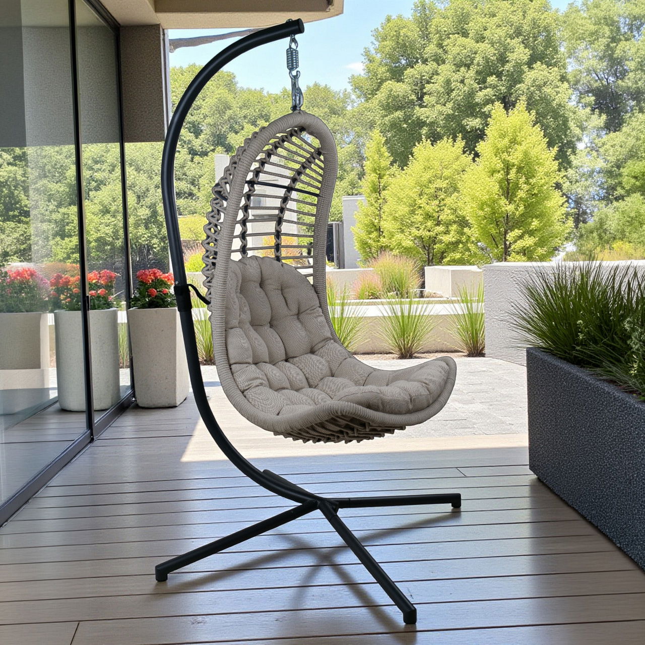 Sungörl Hängesessel 'Bardolino' inkl. Auflagen, anthrazit/braun