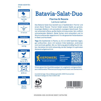 Kiepenkerl Saatband, Batavia-Salat 'Florine & Rossia' Kiepenkerl Saatband, Batavia-Salat 'Florine & Rossia'