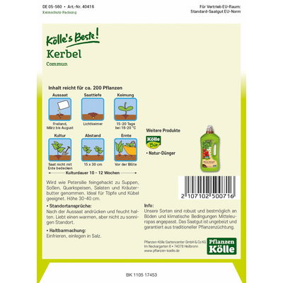 Kölles Beste Kerbel einjährig, 8 g Kölles Beste Kerbel einjährig, 8 g