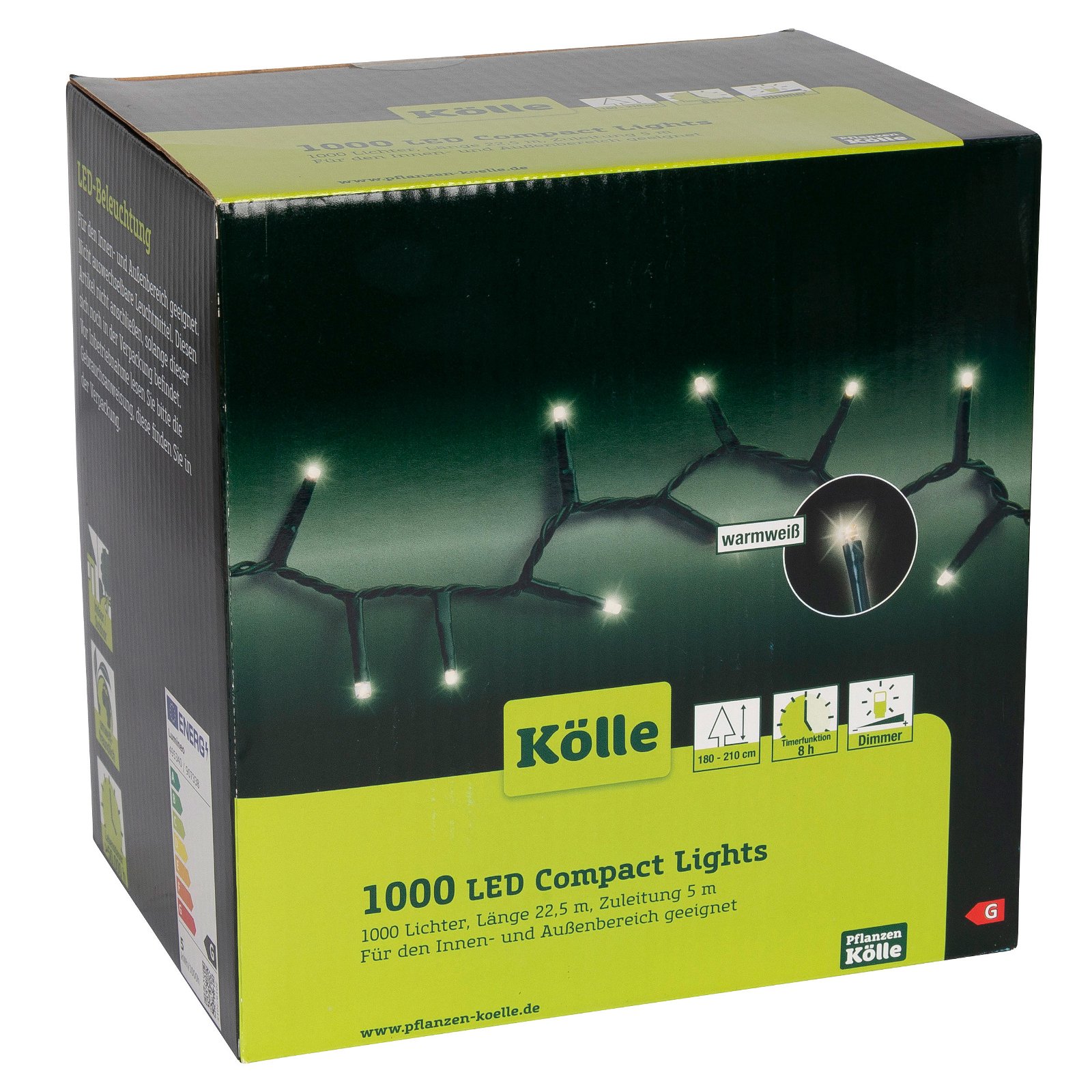 LED Lichterkette Compact Lights 1000 Lichter, Timer & Dimmer, 22,5 m, warmweiß
