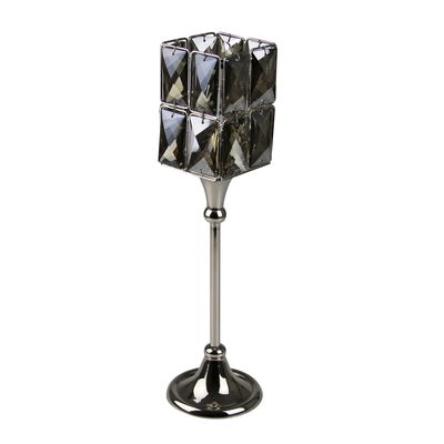 Leuchter mit Kristallen, smoke, Aluminium, Nickelplatte, 38 x 8 x 8 cm Leuchter mit Kristallen, smoke, Aluminium, Nickelplatte, 38 x 8 x 8 cm