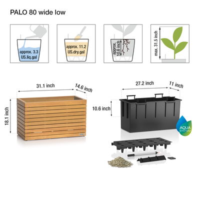 Lechuza Pflanzkasten 'Palo Natural Wood 80', ca. 78,5 x 78,5 x H 46 cm