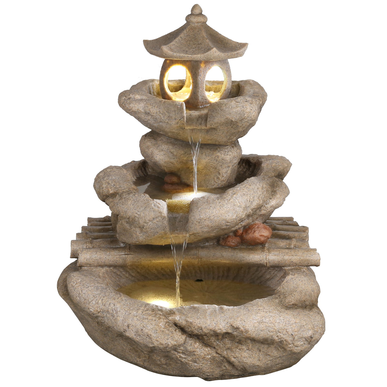 Kölle Brunnen 'Tim' inkl. Pumpe & Licht, beige, ca. 65 x 57 x 80 cm