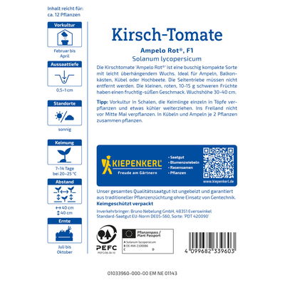 Kiepenkerl Saatgut Kirschtomate 'Ampelo Rot®', rot Kiepenkerl Saatgut Kirschtomate 'Ampelo Rot®', rot