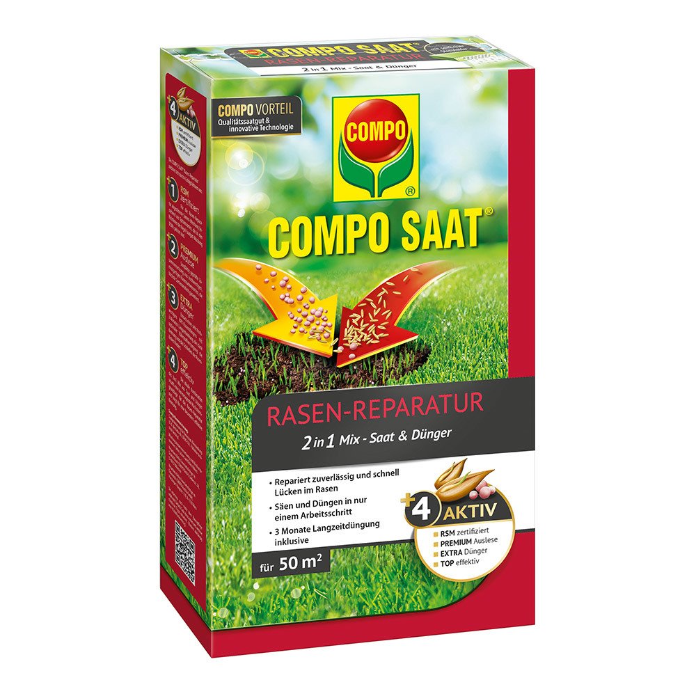 Compo Rasen-Reparatur 2in1 Mix Samen und Dünger 1,2 kg für 50 m²