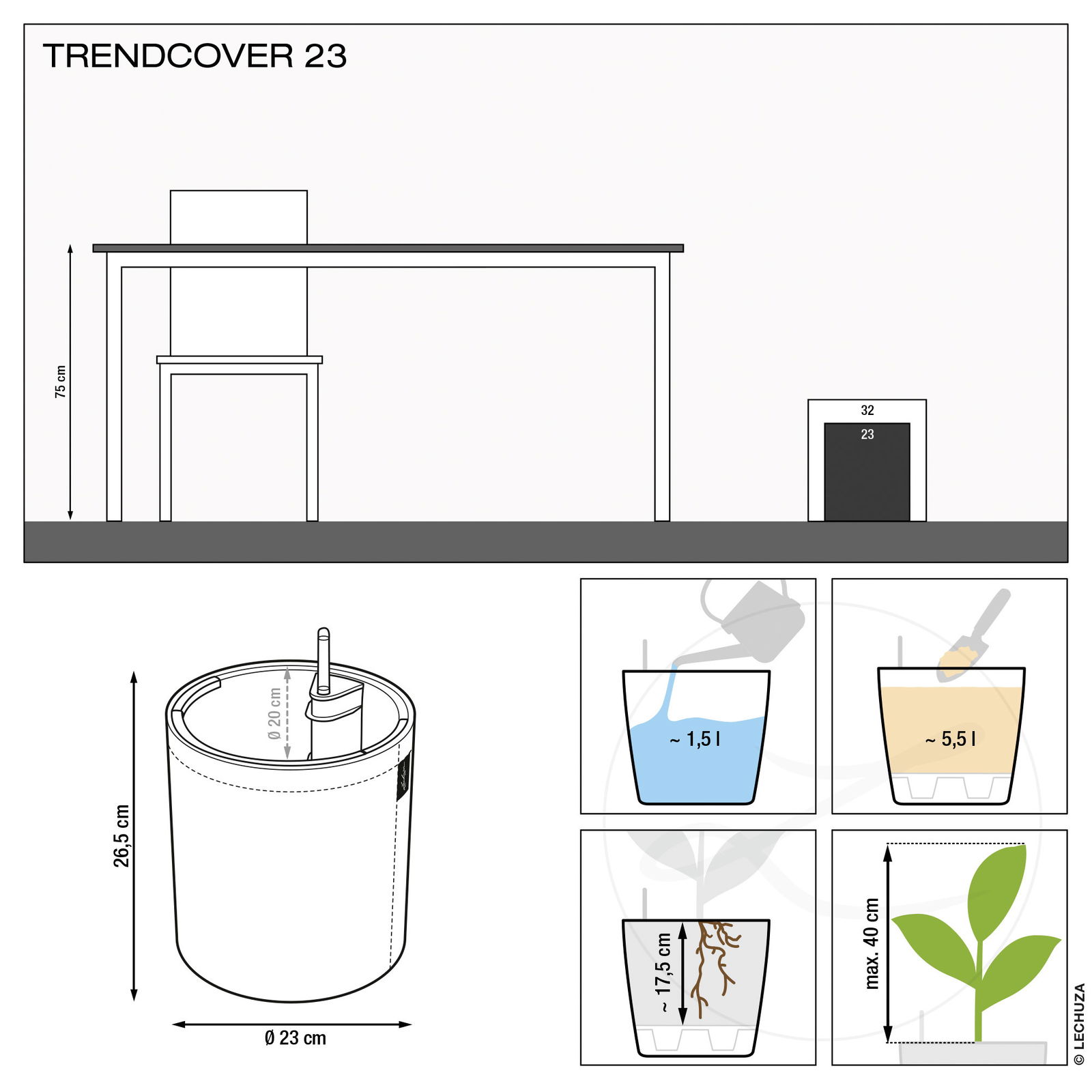 Lechuza 'Trendcover 23 Kork', light natural, 23 x H 26,5 cm