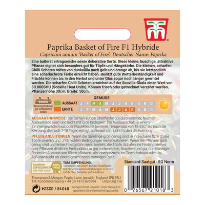 Paprika (Chilischoten) Basket of fire / F1 Hybride „F Paprika (Chilischoten) Basket of fire / F1 Hybride „F