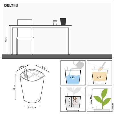 Lechuza 'Deltini', taupe, ca. 15 x 15 x H 19 cm Lechuza 'Deltini', taupe, ca. 15 x 15 x H 19 cm