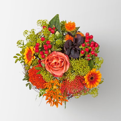 Blumenstrauß 'Abendröte', handgebunden Blumenstrauß 'Abendröte', handgebunden