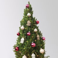 Weihnachtsbäumchen inkl. Deko, beere-rot, Höhe ca. 80 cm, Topf-Ø 25 cm