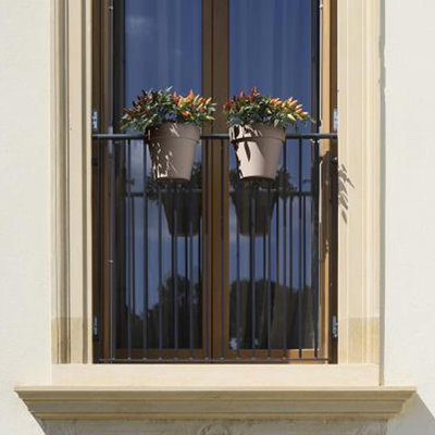 Euro 3 Plast Balkon-Hängetopf, taupe, ca. 25 x 20 x H 23 cm