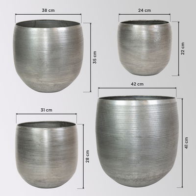 Kölle Pflanzgefäß 'Rowen', silber, 4-teiliges Set