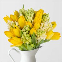 Gemischter Blumenbund 'Frühlingszeit', gelb-weiß, inkl. gratis Grußkarte