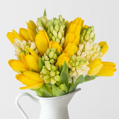 Schnittblumen-Mix aus 20 gelben Tulpen & 9 weißen Hyazinthen