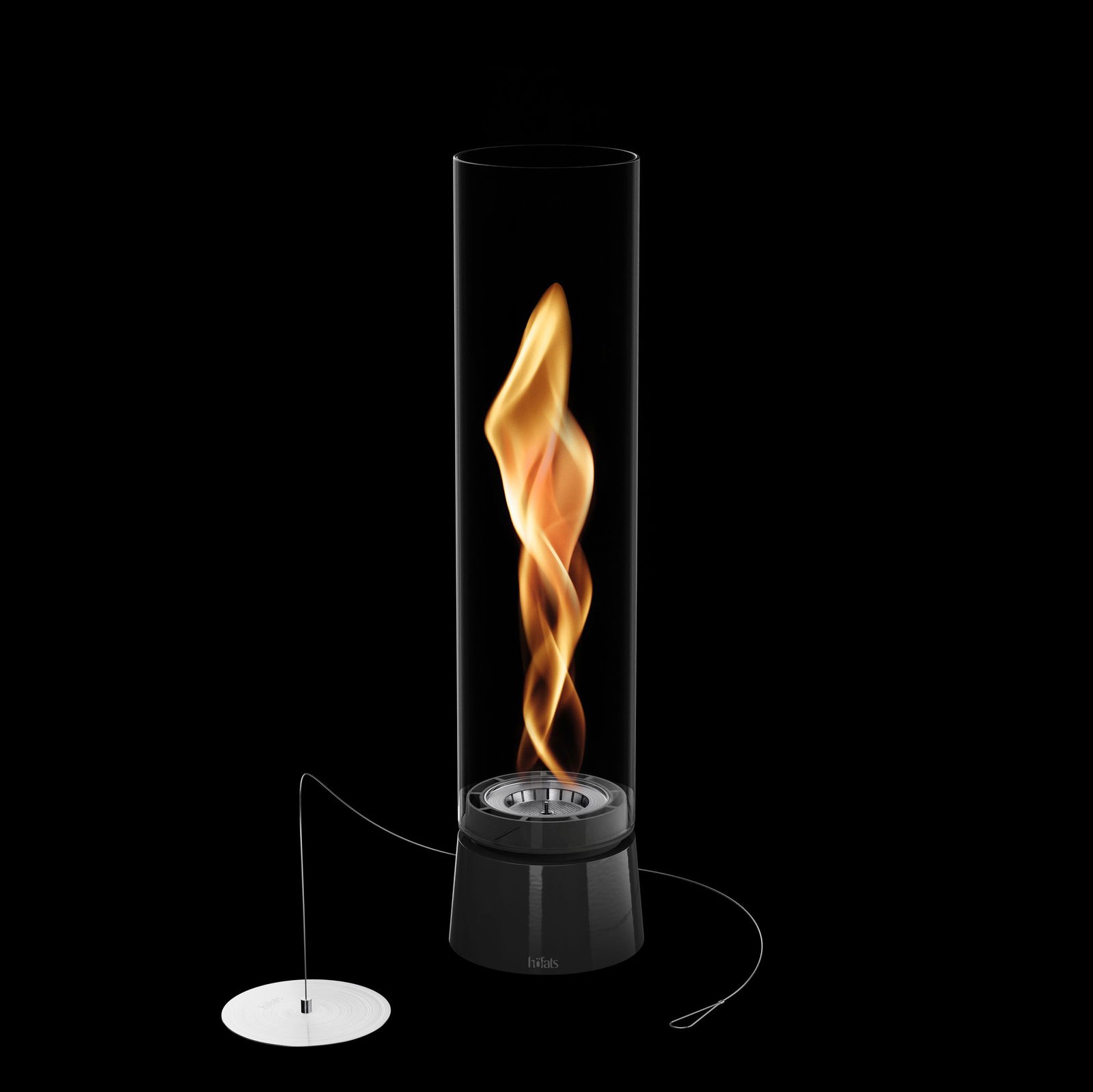 Höfats Tischfeuer 'Spin Air 900', schwarz, Edelstahl, Ø10,6 x H40,5 cm