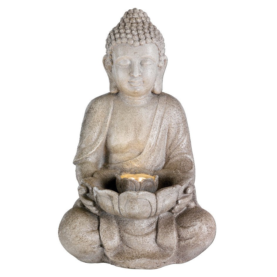 Brunnen 'Buddha sitzend', grau, 28 x 29,5 x H 45 cm