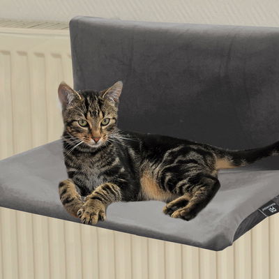 Heizkörperliege Samt, grau, 30 x 30 x 47 cm