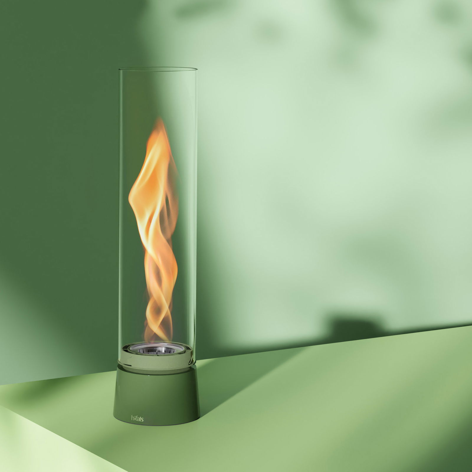 Höfats Tischfeuer 'Spin Air 1200', grün, Edelstahl, Ø13,8 x H54 cm
