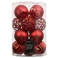 Christbaumkugelnkugelmix, 16er-Set, weihnachtsrot, ca. Ø 8 cm