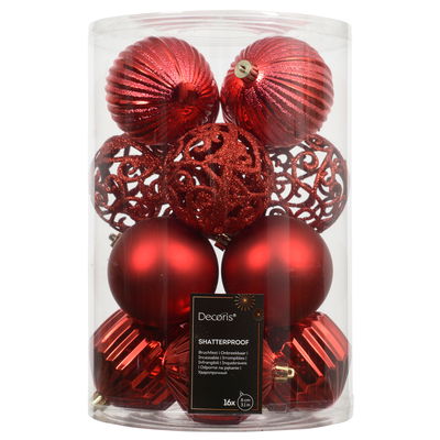 Christbaumkugelnkugelmix, 16er-Set, weihnachtsrot, ca. Ø 8 cm Christbaumkugelnkugelmix, 16er-Set, weihnachtsrot, ca. Ø 8 cm