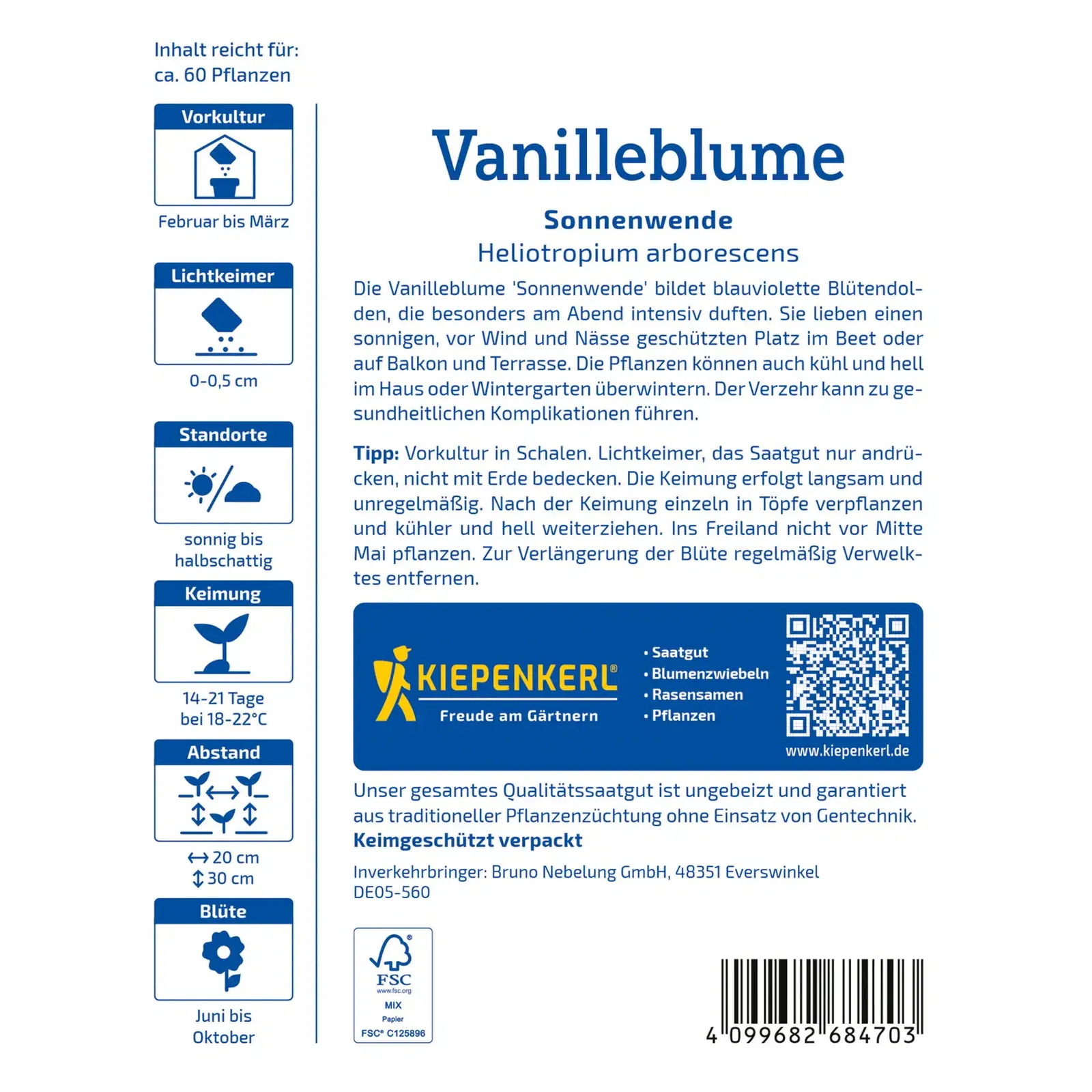 Kiepenkerl Saatgut Vanilleblume 'Sonnenwende'