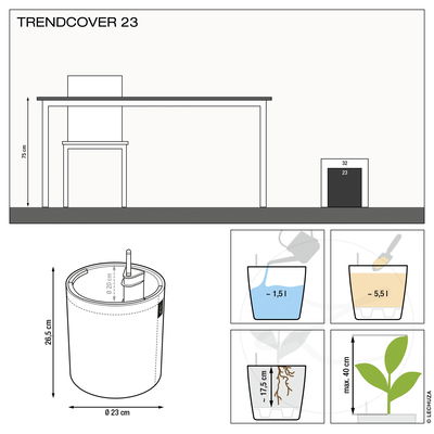 Lechuza 'Trendcover 23 Filz', light grey, ca. Ø 23 x H 26,5 cm