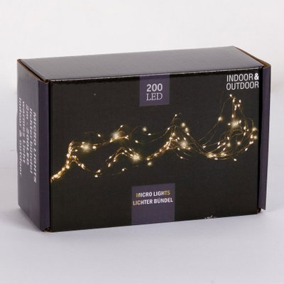 LED Silberdraht Regen, warmweiß, 200 LEDs, Länge ca. 2 m
