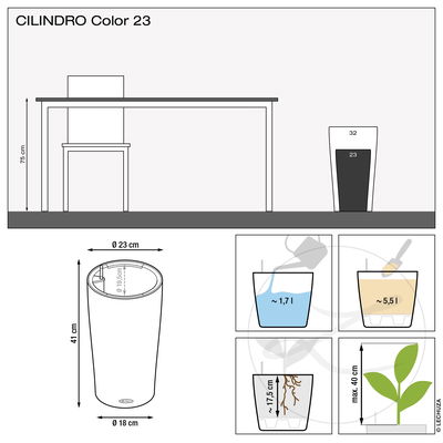 Lechuza 'Cilindro Color 23', sandbraun, ca. Ø 23 x H 41 cm