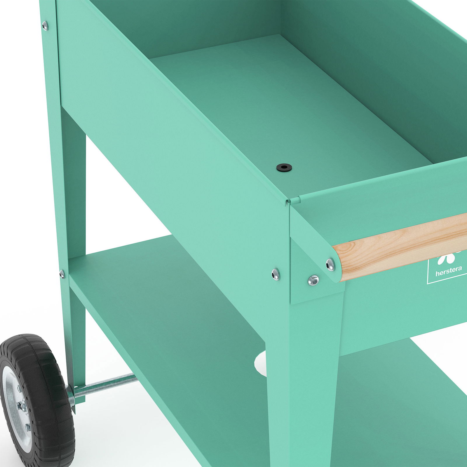 Hochbeet-Trolley mit Rädern, mint, Metall, 75 x 35 x 80 cm, 47 l