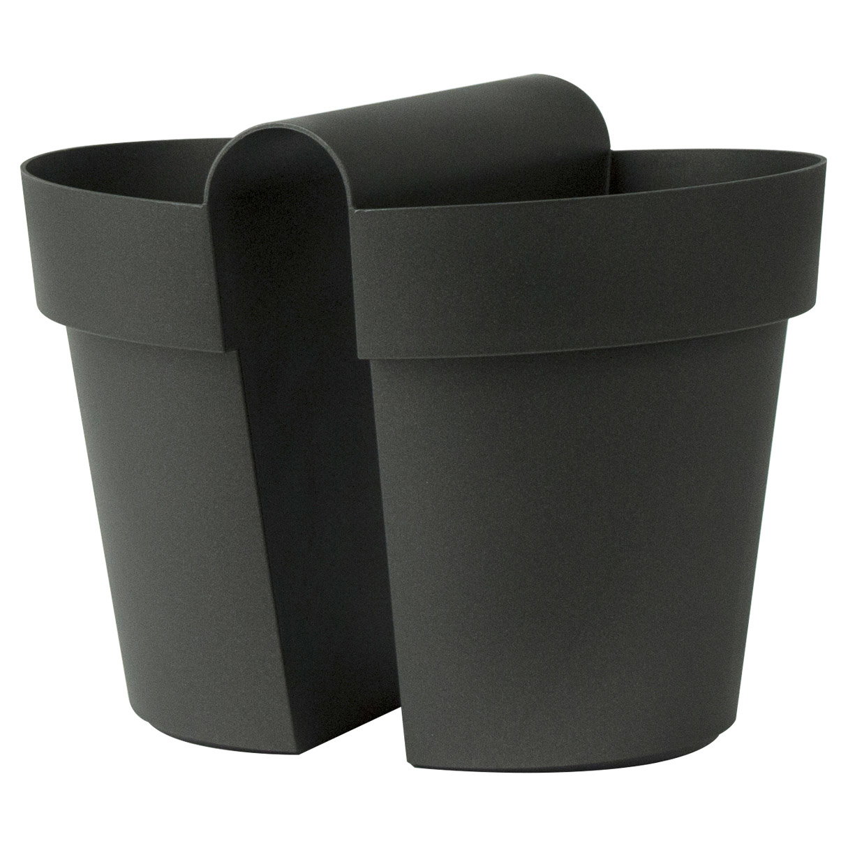 Euro 3 Plast Balkon-Hängetopf 'Be Up Duo', anthrazit, ca. 33 x 25 x H 25 cm