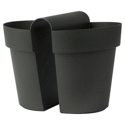 Euro 3 Plast Balkon-Hängetopf 'Be Up Duo', anthrazit, ca. 33 x 25 x H 25 cm