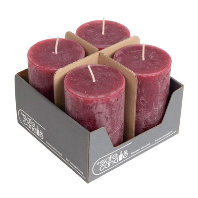 Safe Candle Stumpenkerzen 'Rustic', altrot, 4 Kerzen je Ø 7 x H 11 cm