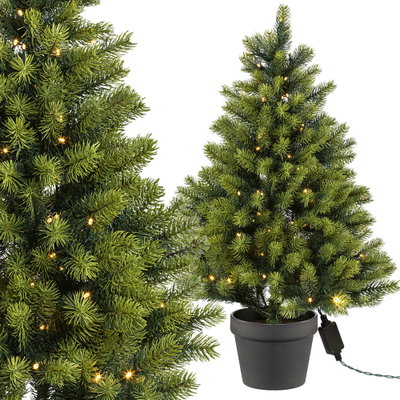 Künstlicher Weihnachtsbaum im Topf mit LED-Beleuchtung, Höhe ca. 90 cm Künstlicher Weihnachtsbaum im Topf mit LED-Beleuchtung, Höhe ca. 90 cm