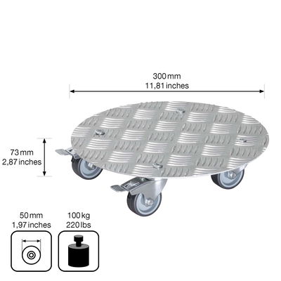 Multi Roller Alaska, Tragkraft 100 kg, Alu, ca. 7 x 30 x 30 cm Multi Roller Alaska, Tragkraft 100 kg, Alu, ca. 7 x 30 x 30 cm