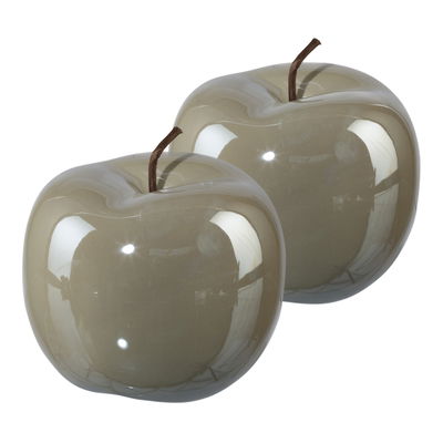 Dekoapfel PEARL, 2er-Set, Keramik, grau, 15 x 12,5 cm Dekoapfel PEARL, 2er-Set, Keramik, grau, 15 x 12,5 cm