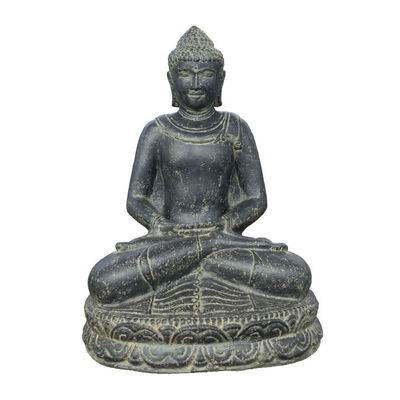 Buddha sitzend, anthrazit, dunkel grau, Steinguss, 80 x 55 x 45 cm, 57 kg