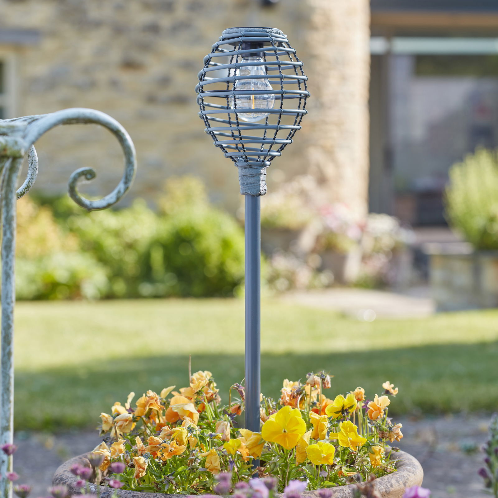 Solarfackel 'Lumina', grau, Höhe ca. 70 cm