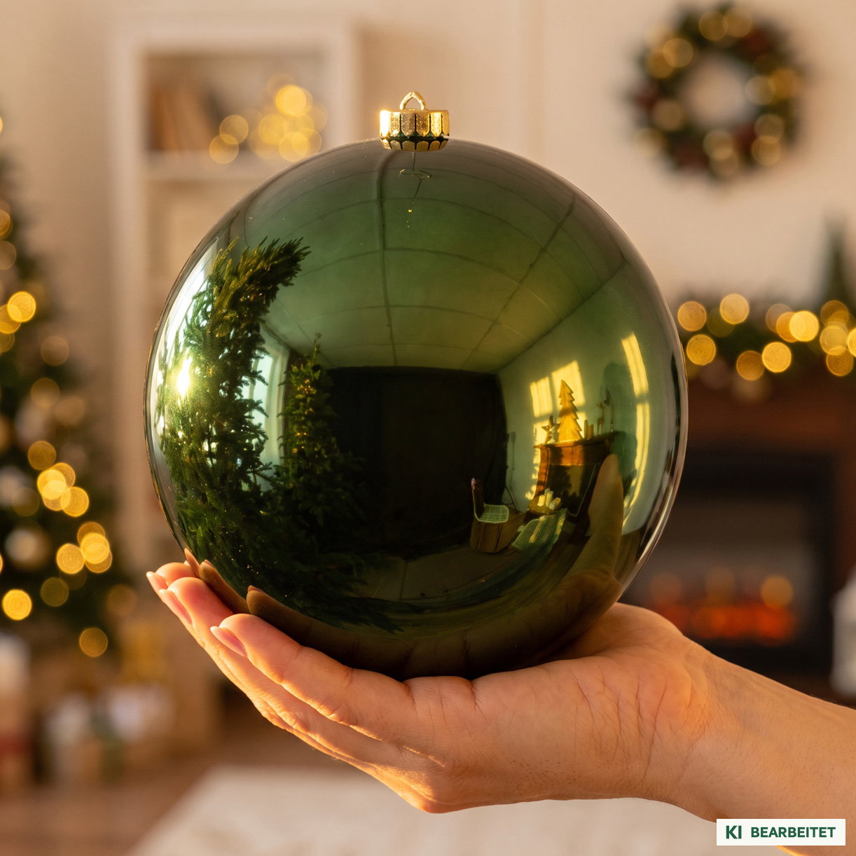 Weihnachtskugel, piniengrün, Ø 14 cm Weihnachtskugel, piniengrün, Ø 14 cm