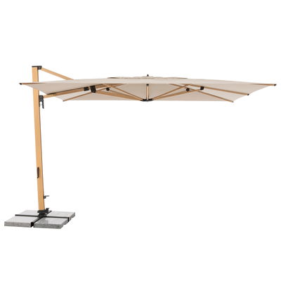 Doppler Pendelschirm 'Alu-Wood XL LED Ultra', natur, ca. 400 x 300 cm