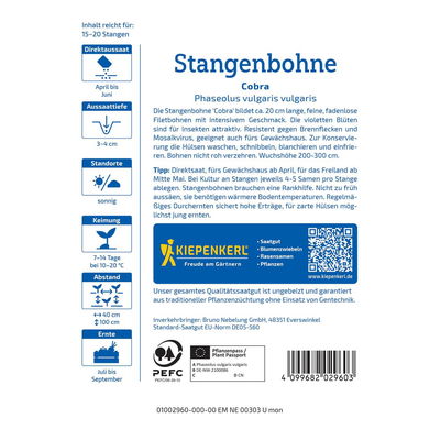 Gemüsesamen, Stangenbohne 'Cobra' Gemüsesamen, Stangenbohne 'Cobra'
