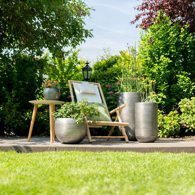 Kölle Pflanzgefäß 'Rowen', silber, ca. Ø 38 x H 30 cm